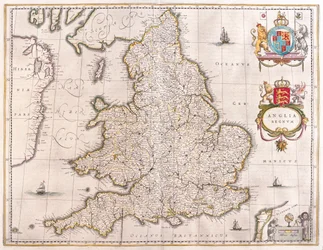 England, i "Theatrum Orbis Terrarum, sive Atlas Novus" av Willem Blaeu, Amsterdam
