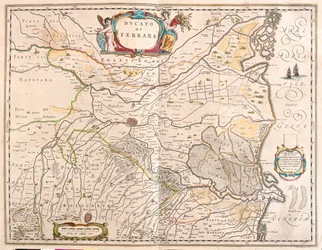 Ferrara, Italien, i "Theatrum Orbis Terrarum, sive Atlas Novus" av Willem Blaeu, Amsterdam