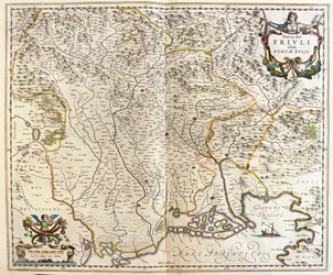 Friuli Venezia Giulia, Italien, i "Theatrum Orbis Terrarum, sive Atlas Novus" av Willem Blaeu, Amsterdam