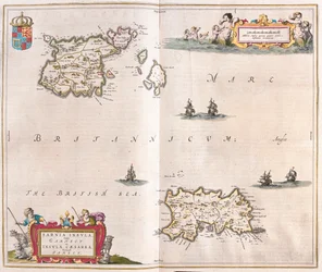 Garnsey - jerseyöarna, i "Theatrum Orbis Terrarum, sive Atlas Novus" av Willem Blaeu, Amsterdam