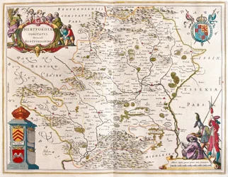Hertford shire, i "Theatrum Orbis Terrarum, sive Atlas Novus" av Willem Blaeu, Amsterdam