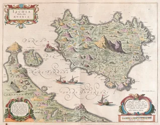 Ön Ischia, Italien, i "Theatrum Orbis Terrarum, sive Atlas Novus" av Willem Blaeu, Amsterdam