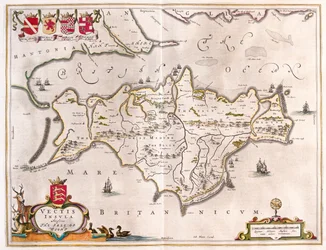 Isle of Wight, i "Theatrum Orbis Terrarum, sive Atlas Novus" av Willem Blaeu, Amsterdam
