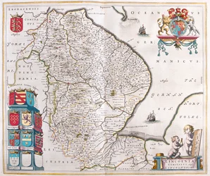 Lincoln shire, i "Theatrum Orbis Terrarum, sive Atlas Novus" av Willem Blaeu, Amsterdam