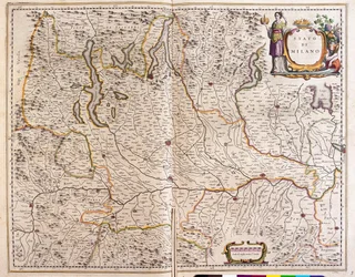 Lombardiet, Italien, i "Theatrum Orbis Terrarum, sive Atlas Novus" av Willem Blaeu, Amsterdam