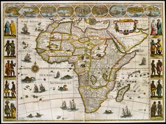 Karta över Afrika. Tallrik från en atlas av Willem Janszoon Blaeu