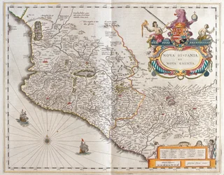 Mexiko, i "Theatrum Orbis Terrarum, sive Atlas Novus" av Willem Blaeu, Amsterdam
