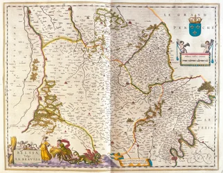Norra Frankrike, beausset, i "Theatrum Orbis Terrarum, sive Atlas Novus" av Willem Blaeu, Amsterdam