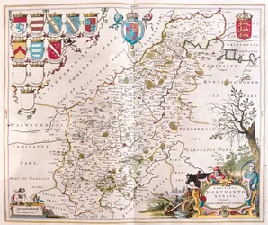 Northampton shire, i "Theatrum Orbis Terrarum, sive Atlas Novus" av Willem Blaeu, Amsterdam