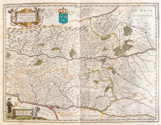 Norra delen av Lyon, i "Theatrum Orbis Terrarum, sive Atlas Novus" av Willem Blaeu, Amsterdam