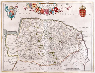 Northfolk, i "Theatrum Orbis Terrarum, sive Atlas Novus" av Willem Blaeu, Amsterdam