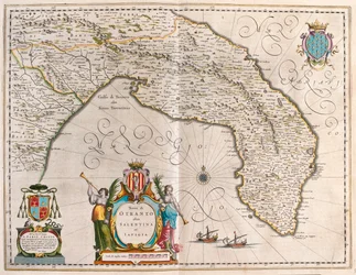 Otranto, Salento, Lecce, Puglia, Italien, i "Theatrum Orbis Terrarum, sive Atlas Novus" av Willem Blaeu, Amsterdam