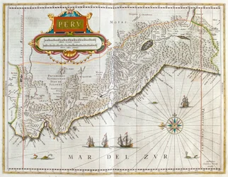 Peru, i "Theatrum Orbis Terrarum, sive Atlas Novus" av Willem Blaeu, Amsterdam