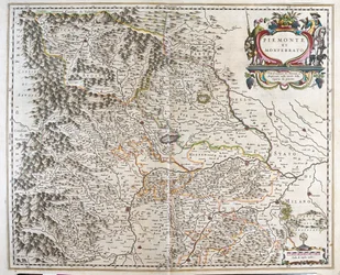 Piemont (regionen Italien), i "Theatrum Orbis Terrarum, sive Atlas Novus" av Willem Blaeu, Amsterdam
