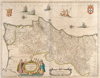 Portugal och Algarve, i "Theatrum Orbis Terrarum, sive Atlas Novus" av Willem Blaeu, Amsterdam