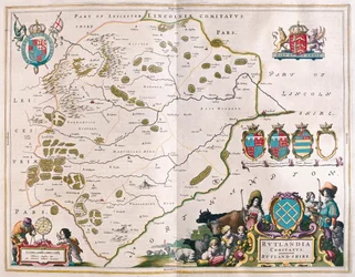 Rutland shire, i "Theatrum Orbis Terrarum, sive Atlas Novus" av Willem Blaeu, Amsterdam