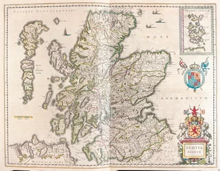 Skottland, i "Theatrum Orbis Terrarum, sive Atlas Novus" av Willem Blaeu, Amsterdam