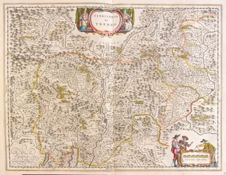 Trento, Italien, i "Theatrum Orbis Terrarum, sive Atlas Novus" av Willem Blaeu, Amsterdam