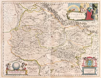 Umbrien, Italien, i "Theatrum Orbis Terrarum, sive Atlas Novus" av Willem Blaeu, Amsterdam