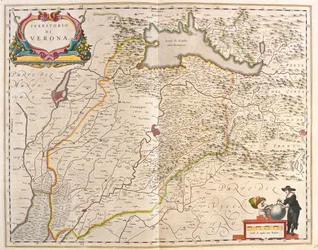 Verona, Italien, i "Theatrum Orbis Terrarum, sive Atlas Novus" av Willem Blaeu, Amsterdam