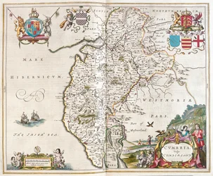 Westmorland - cumbria lake district, i "Theatrum Orbis Terrarum, sive Atlas Novus" av Willem Blaeu, Amsterdam