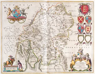 Westmorland, i "Theatrum Orbis Terrarum, sive Atlas Novus" av Willem Blaeu, Amsterdam