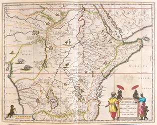 centrala och östra Afrika inklusive Moçambique, i "Theatrum Orbis Terrarum, sive Atlas Novus" av Willem Blaeu, Amsterdam