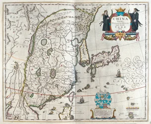 Den första av Blaeus kartor över Kina, i "Theatrum Orbis Terrarum, sive Atlas Novus" av Willem Blaeu, Amsterdam