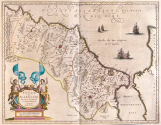 nordvästra Afrika och Marocko, i "Theatrum Orbis Terrarum, sive Atlas Novus" av Willem Blaeu, Amsterdam