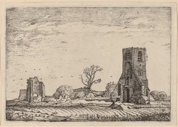 Ruinerna av en kyrka (kapellet Eykenduynen nära Haag)