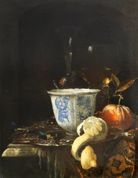 "Stilleben med en kinesisk porslinsskål" Målning av Willem Kalf (1619-1693) Olja på duk, 52,5x41,8 - Fondation Custodia
