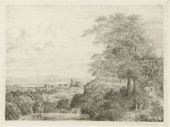 Södra landskap med tempel och figurer