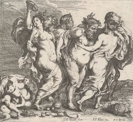 Den berusade Silenus, ackompanjerad av nymfer och satyrer, 1632.