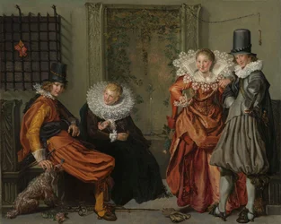 Elegant uppvaktning för par, ca. 1616-20