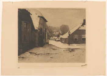 Snötäckta hus i Ede