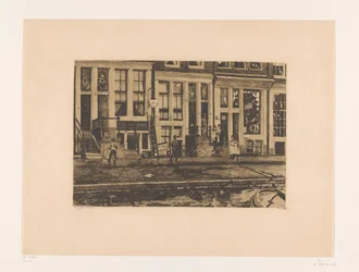 Vy över Oude Waal i Amsterdam Oude Waal med systrarna Veltkamps tvättmöjlighet (originaltitel)