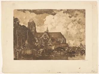 Utsikt över Grote Kerk i Dordrecht