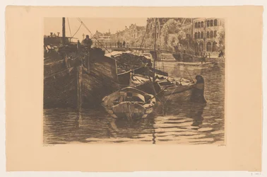 Torvskepp i Oude Schans i Amsterdam