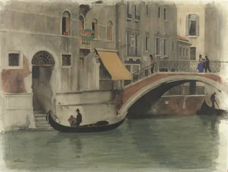 Bro över en kanal i Venedig