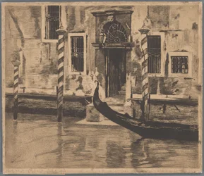 Gondol anländer till Canale Grande, Venedig