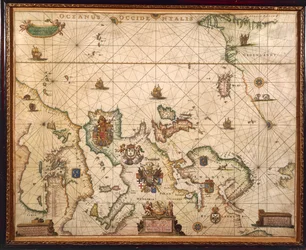 Europeiska kusten, karta på Parchment av Willem och Joan Blaeu