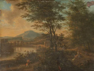 Italienskt landskap vid solnedgången