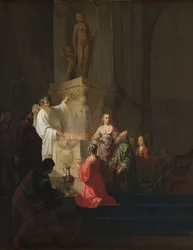 Kung Salomos avgudadyrkan, ca 1636-1640 (olja på pannå)