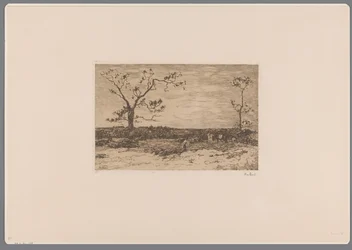 Landskap med kala träd och vedhuggare Laddar coppice (originaltitel)