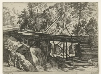 Bergslandskap med träakvedukt Italienska landskap (serietitel)