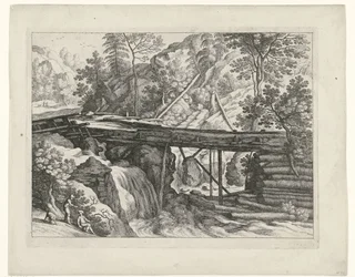 Bergslandskap med träakvedukt Italienska landskap (serietitel)