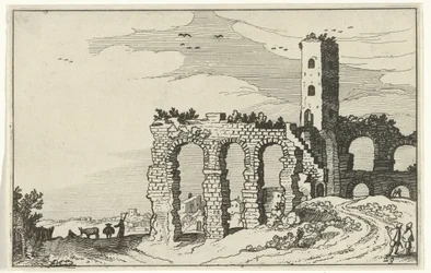 Ruin av akvedukten Romerska ruiner och kustlandskap (serie 1) (serietitel)