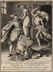 Döden med en pil på väg att slå ner mannen, 1609