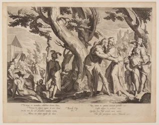 Mötet mellan Moses och Jethro, plansch 1 från Thrones of Justice (Thronus Iustitiae)