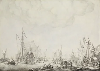 De kungliga och statliga yachter, möjligen ankomsten av Charles II av England vid Moerdijk, 1660